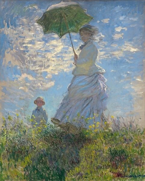 MONET: WOMAN WITH PARASOL. Oil on canvas, Claude Monet, 1875