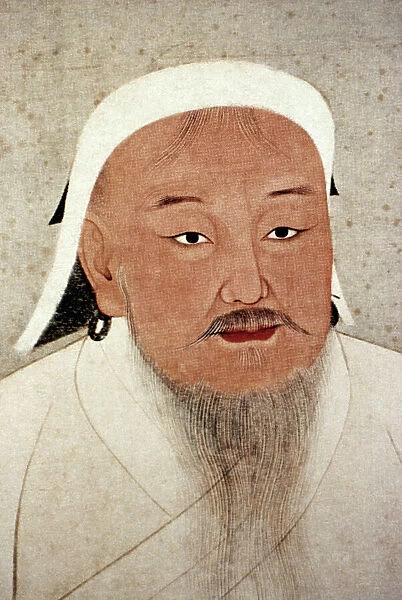 Mongol conqueror. Chinese silk album leaf, Yuan Dynasty