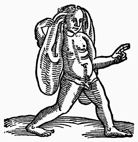 MONSTER, 1557. Large-eared man. Woodcut from the Prodigiorum of Conrad Lycosthenes