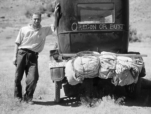 MONTANA: DROUGHT, 1936. Man fleeing drought and grasshoppers in South Carolina