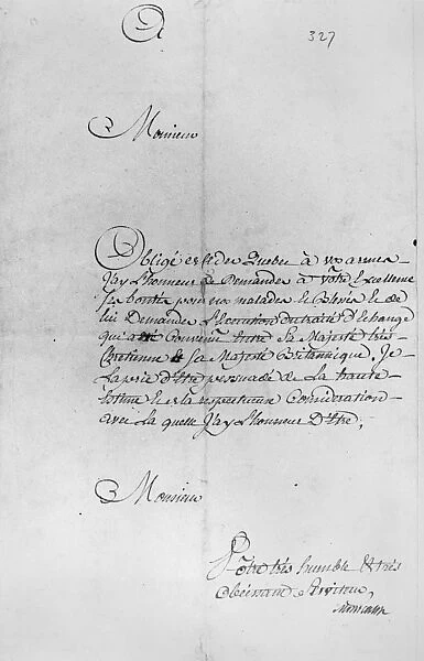 MONTCALM: SURRENDER, 1759. The last letter of the fatally wounded Marquis de Montcalm