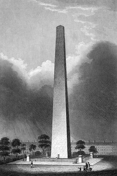 The Monument at Bunker Hill. Steel engraving, 19th century