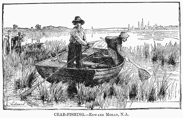 MORAN: CRAB FISHING, 1884. Line engraving after a painting by Edward Moran, 1884