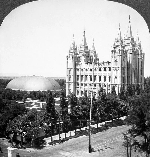 MORMON TEMPLE, c1910-1920. The Mormon Temple and Tabernacle, left, in Salt Lake City, Utah