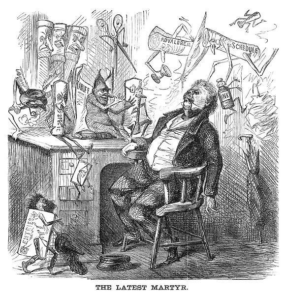 MORRILL TARIFF, 1861. Nightmares plaguing an American custom house entry clerk
