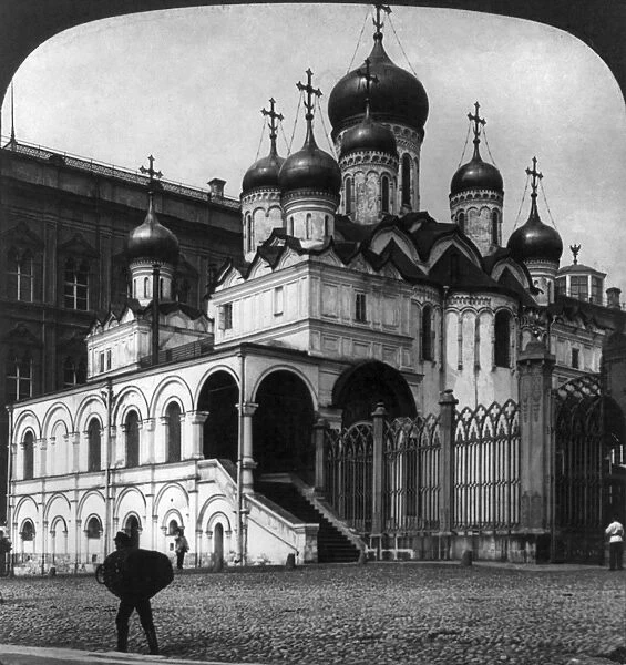 MOSCOW: CATHERDRAL. The Cathedral of the Archangel in Moscow, Russia. Stereograph