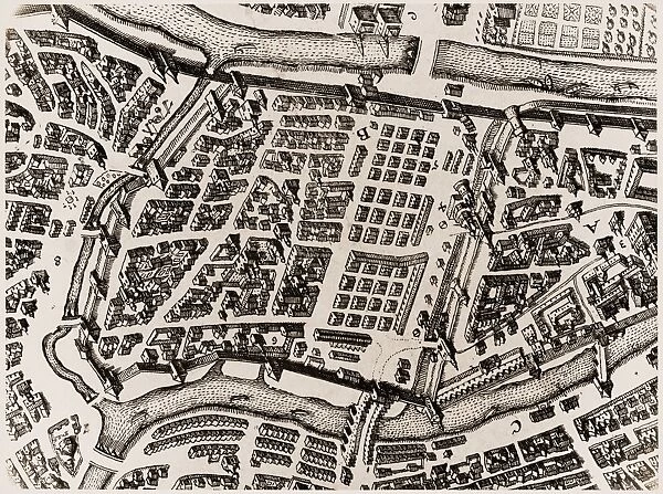 MOSCOW: KITAI-GOROD MAP. Plan of the Kitai-Gorod district in Moscow, Russia, 17th century. Engraving