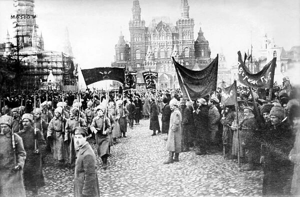 MOSCOW: RED ARMY, c1920. A review of the Red Army on Red Square in Moscow, Russia, c1920