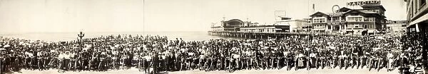 MOTORCYCLE CLUB, c1911. Los Angeles motorcycle club on the boardwalk in Venice, California