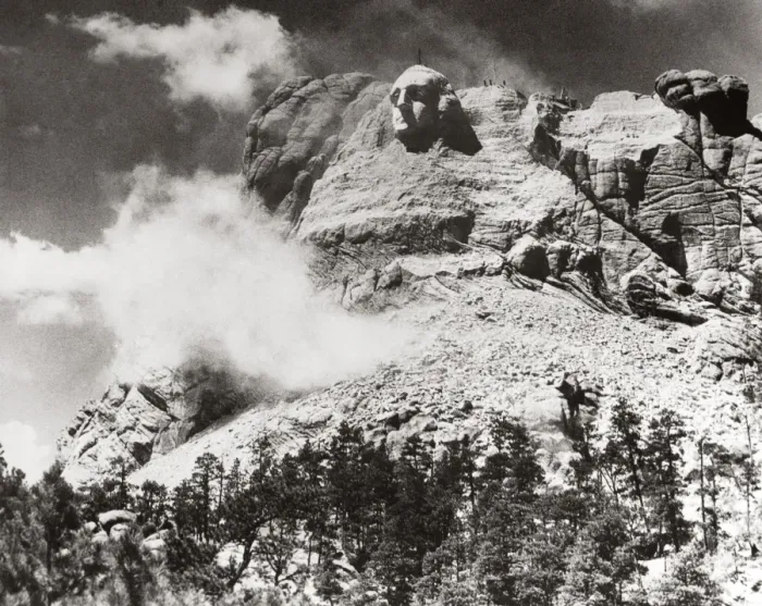 Framed Print : MOUNT RUSHMORE, c1934. The construction of Mount Rushmore, South Dakota, after the face of George Washington was carved, c1934