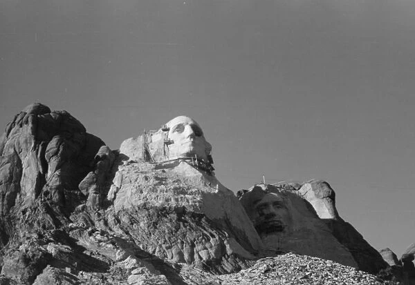 MOUNT RUSHMORE, c1936. View of the construction of Mount Rushmore in South Dakota