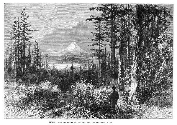 MOUNT ST. HELENS, 1866. View of Mount St. Helens and the Columbia River in Washington State