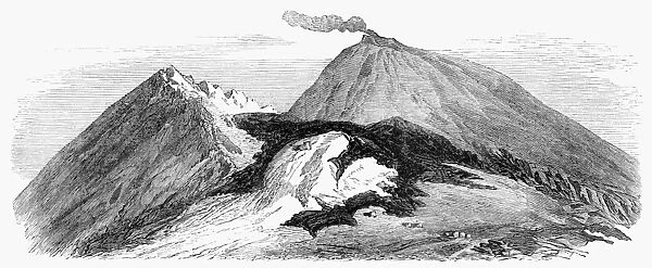 MOUNT VESUVIUS, 1859. A view of Mount Vesuvius from the northwest, with the lava of 1859