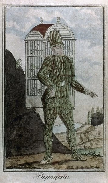 MOZART: MAGIC FLUTE, 1791. The character Papageno from Wolfgang Amadeus Mozarts 1791 opera, The Magic Flute ( Die Zauberfl├Âte ): engraving, 1794