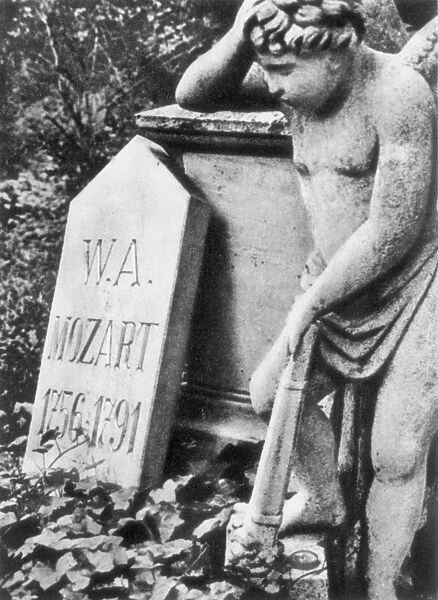 MOZARTs TOMBSTONE. The tombstone of Wolfgang Amadeus Mozart (1756-1791), Austrian composer