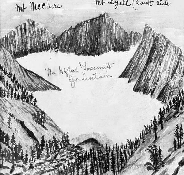 MUIR: YOSEMITE, c1890. Mount Maclure, Mount Lyell and the highest Yosemite fountain