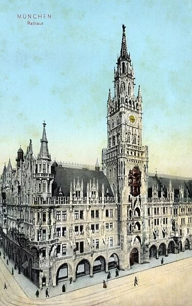 MUNICH: TOWN HALL, c1920. New Town Hall in Munich, Germany. Photograph, c1920