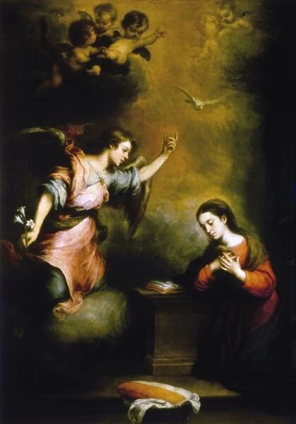 MURILLO: ANNUNCIATION. The Annunciation. Oil on canvas, Bartolome Esteban Murillo