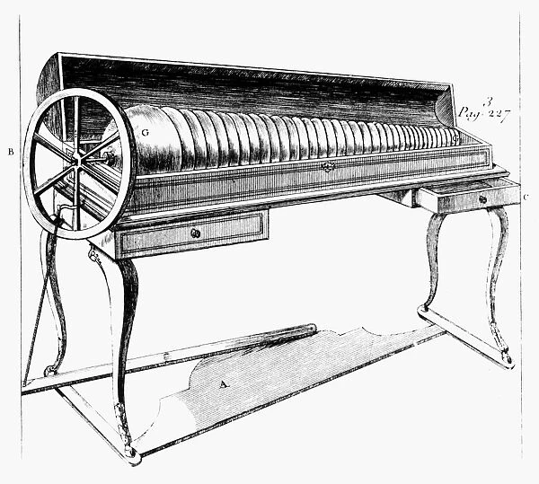 Musical instrument invented by Benjamin Franklin, 1761