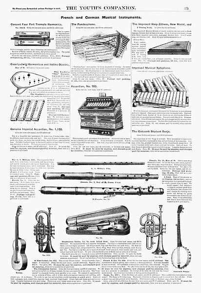 MUSICAL INSTRUMENTS, 1890. American magazine advertisements for various musical instruments