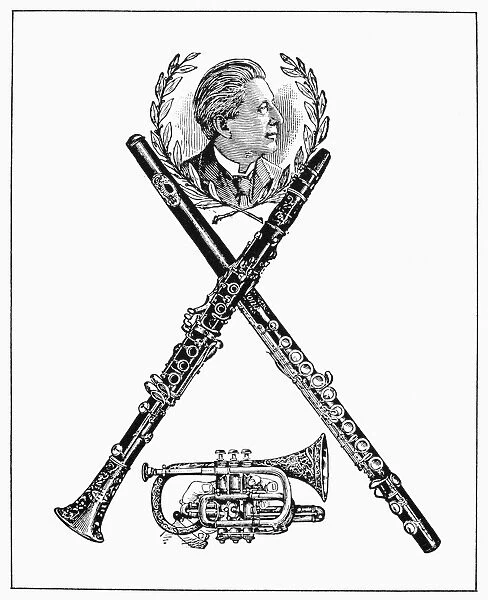 MUSICAL INSTRUMENTS AD. American advertisement, c1895, for C. G. Conn musical instruments