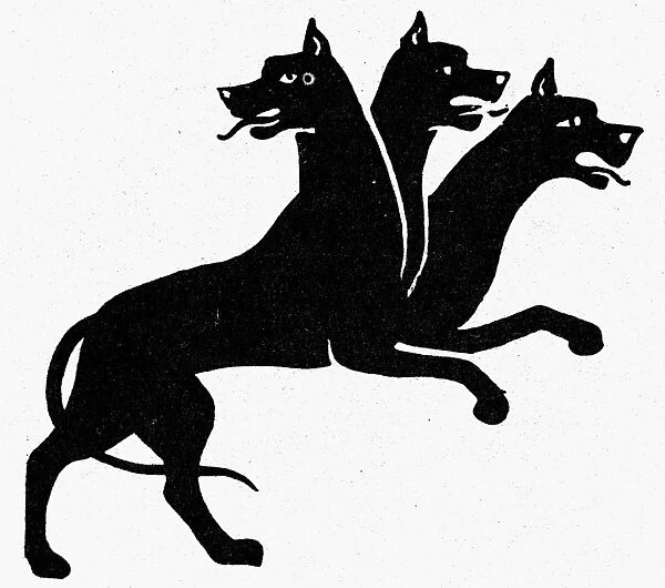 MYTHOLOGY: CERBERUS. Three-headed dog of Greek mythology, symbol of vigilance