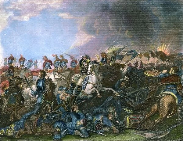 NAPOLEON I: WATERLOO. The decisive charge of the British Life Guards against Napoleon s