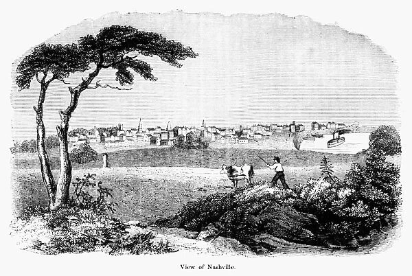 NASHVILLE, 1820s. View of Nashville, Tennessee. Wood engraving, American, 1820s