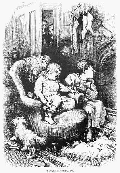 NAST: CHRISTMAS EVE, 1876. The Watch on Christmas Eve. Wood engraving by Thomas Nast