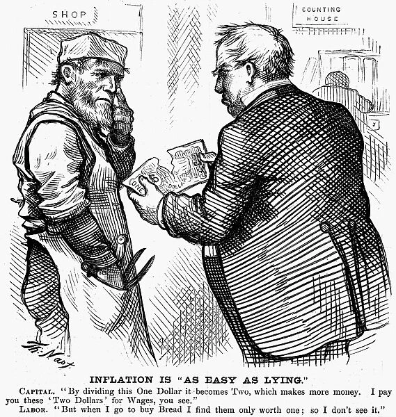 NAST: INFLATION CARTOON. Inflation is as Easy as Lying. Cartoon, 1874, by Thomas Nast