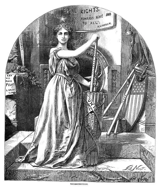 NAST: RECONSTRUCTION, 1868. Personification of the ideals of the Reconstruction