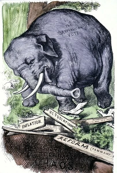 NAST: REPUBLICAN ELEPHANT. The first appearance of the Republican elephant: cartoon