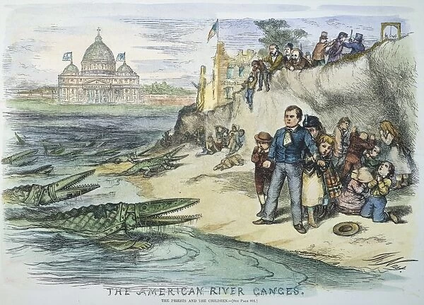 NAST: STATE AID CARTOON. The American River Ganges : one of Thomas Nasts vitriolic