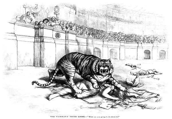 NAST: TWEED RING, 1871. The Tammany Tiger Loose. Thomas Nasts powerful indictment of Tweed