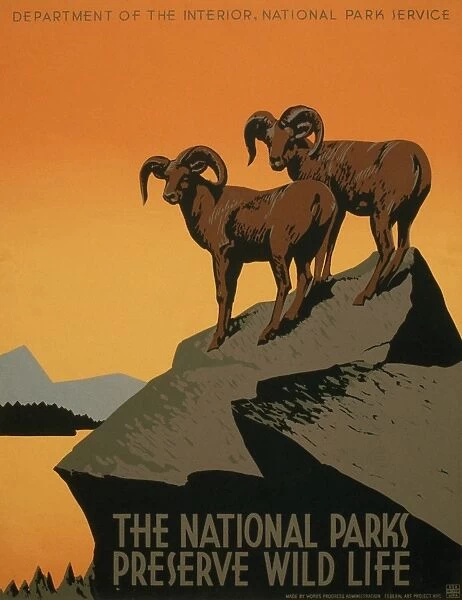 NATIONAL PARK POSTER, c1937. Poster by the National Park Service promoting tourism to national parks, c1937