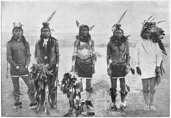 NATIVE AMERICAN DANCERS. Ready for the Dance. Five Native American dancers in the American West