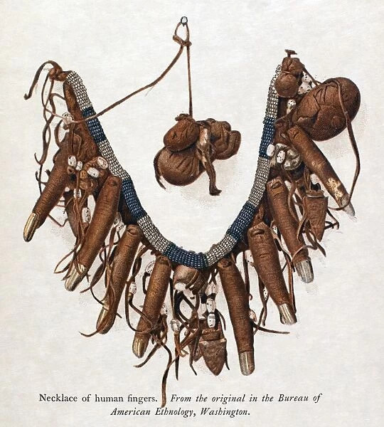 NATIVE AMERICANS: FINGER NECKLACE. Necklace of human fingers. Possibly Iroquois