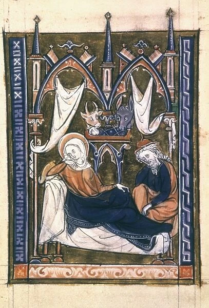 NATIVITY, FLEMISH, c1275. Manuscript illumination from a Flemish Psalter, c1275