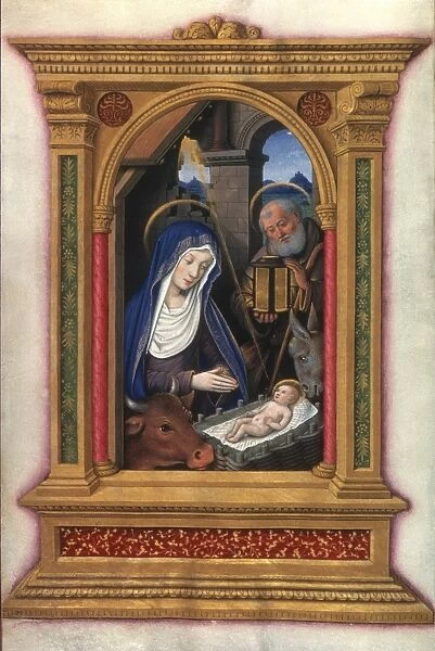 NATIVITY, FRENCH, c1510. Manuscript illumination from a French Book of Hours, c1510