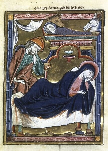 THE NATIVITY. Illumination from a French Book of Hours, c1230
