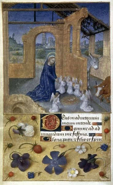 THE NATIVITY Illumination from a French or Flemish Book of Hours, c1480