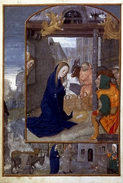 NATIVITY WITH SHEPHERDS. Flemish breviary illumination, c1500
