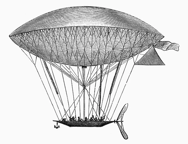 Navigable airship invented by Dupuy de Lome in the 1870s
