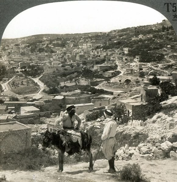 NAZARETH, PALESTINE, c1920. Birthplace of Jesus Christ; the open field, oval in shape, is the Mohammedan cemetary. From a stereograph view
