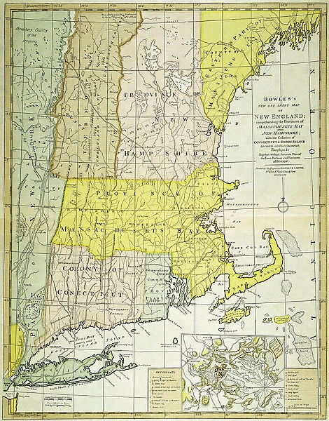 NEW ENGLAND MAP, c1775. Engraved map, c1775, of colonial New England