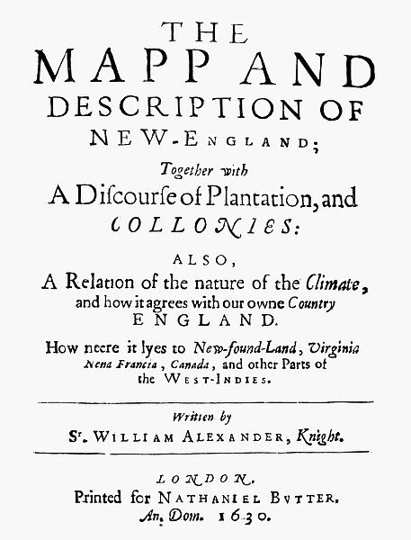 NEW ENGLAND: TITLE PAGE, 1630. The Mapp and Description of New-England