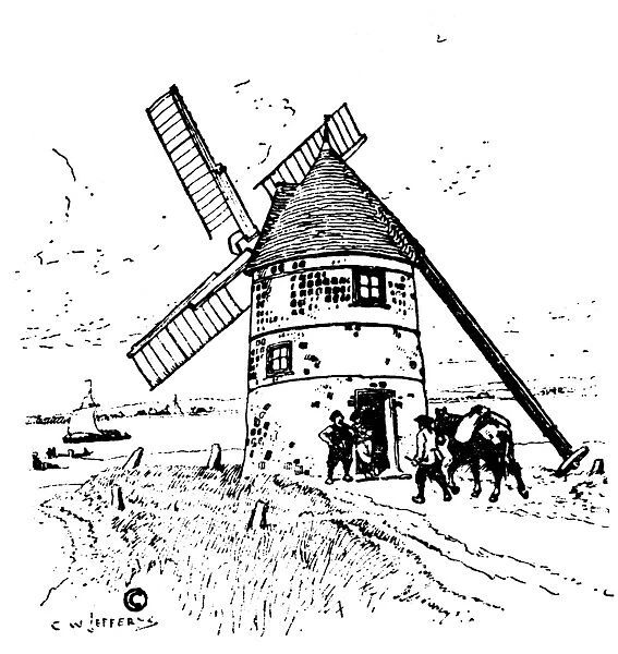 NEW FRANCE: GRAIN MILL. A seigneurial grain mill in 17th-century New France