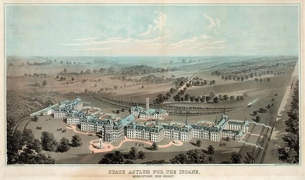NEW JERSEY: ASYLUM, 1875. State Asylum for the Insane, Morristown New Jersey. Lithograph
