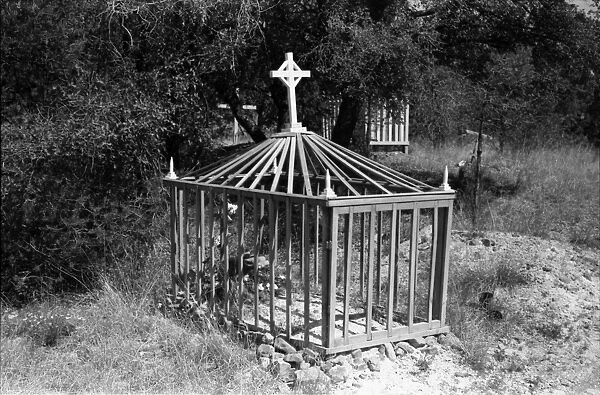 NEW MEXICO: GRAVE, 1940. Wooden grave in a cemetery in the copper mining town Santa Rita