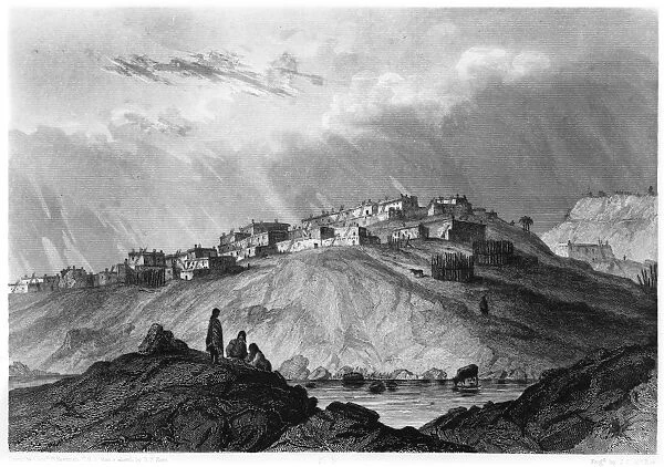 NEW MEXICO: LAGUNA PUEBLO. A view of Laguna Pueblo, New Mexico. Steel engraving, American, 1854, after a drawing by Seth Eastman